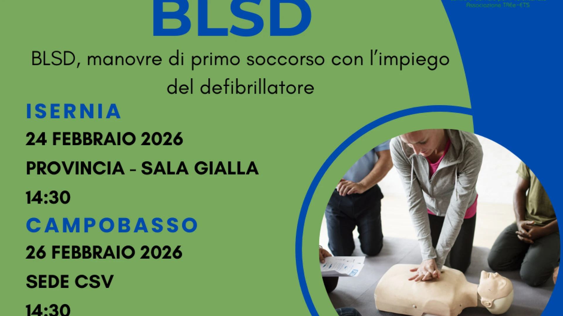 CSV Molise: al via le nuove giornate formative in BLSD a Campobasso e Isernia